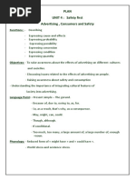 Plan UNIT 4: Safety First Advertising, Consumers and Safety