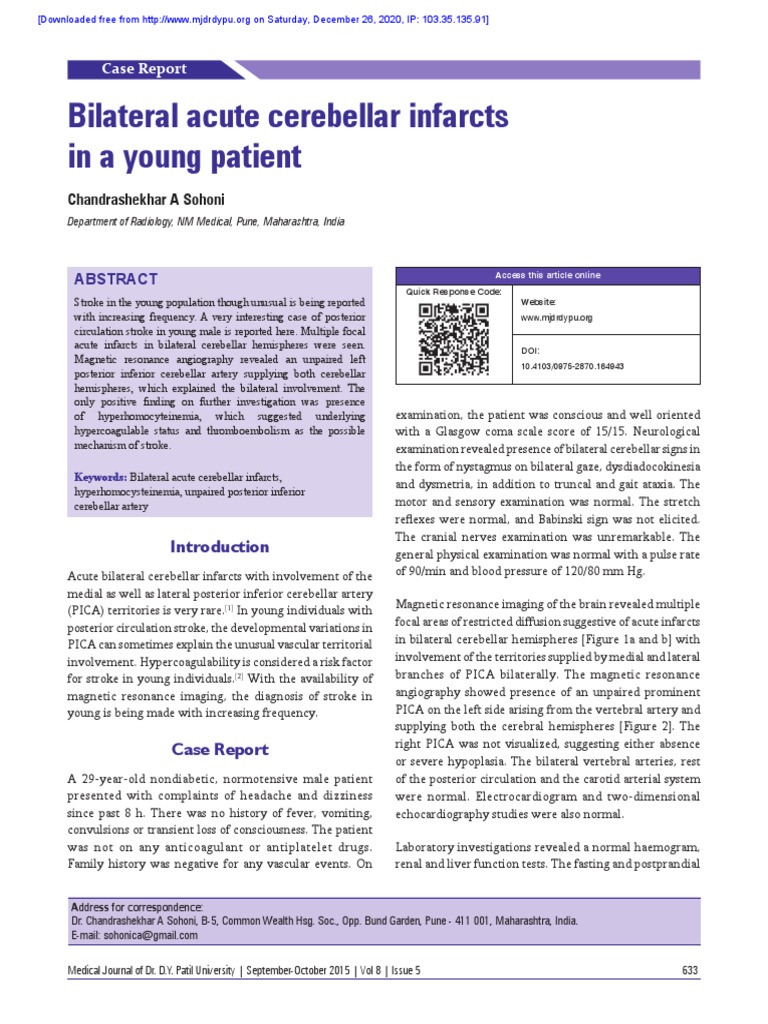 Bilateral Cerebellar Infarcts in Youth | PDF | Stroke | Cerebellum