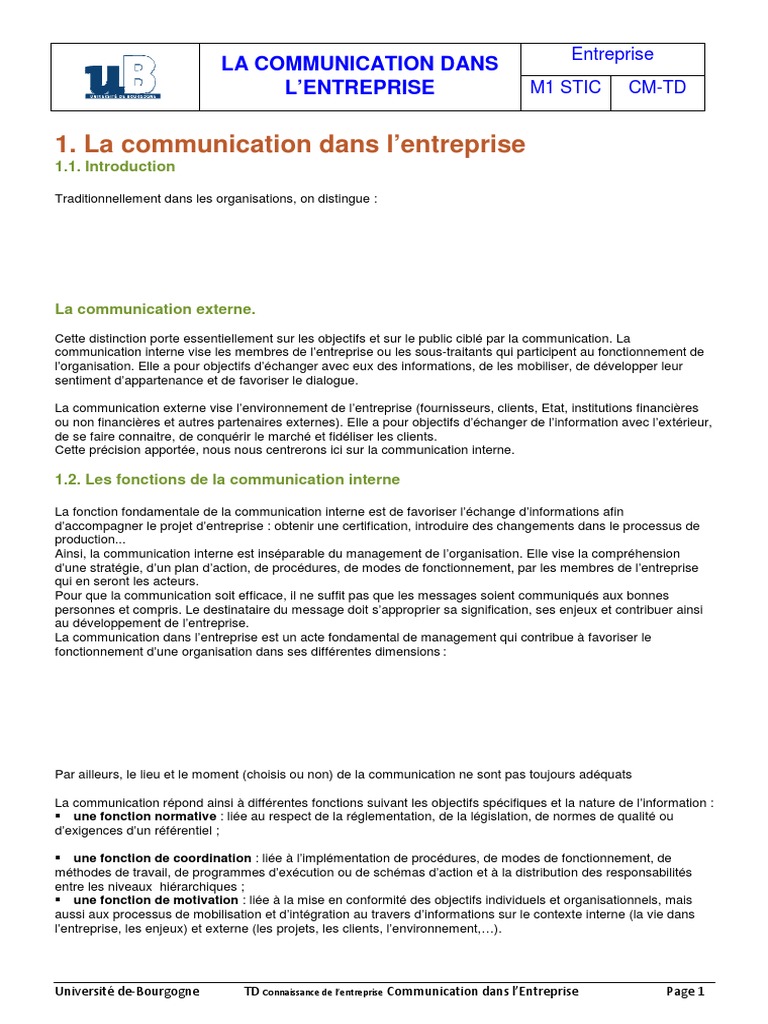 Communication Interne en Entreprise | PDF | Promotion (marketing) | la ...