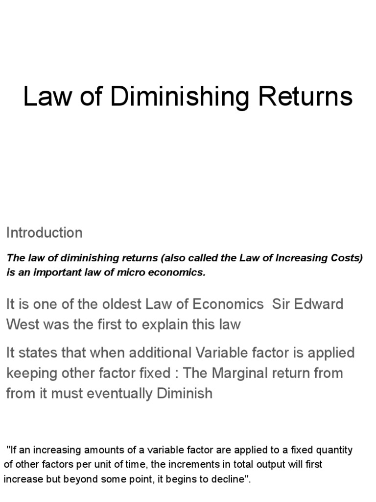 Law of Diminishing Returns | PDF | Labour Economics | Economics