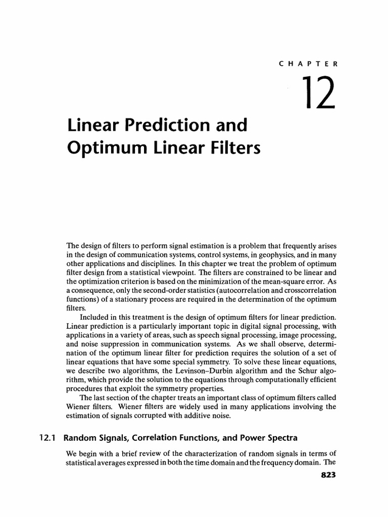 Optimum Linear Filters and Prediction | PDF | Spectral Density ...