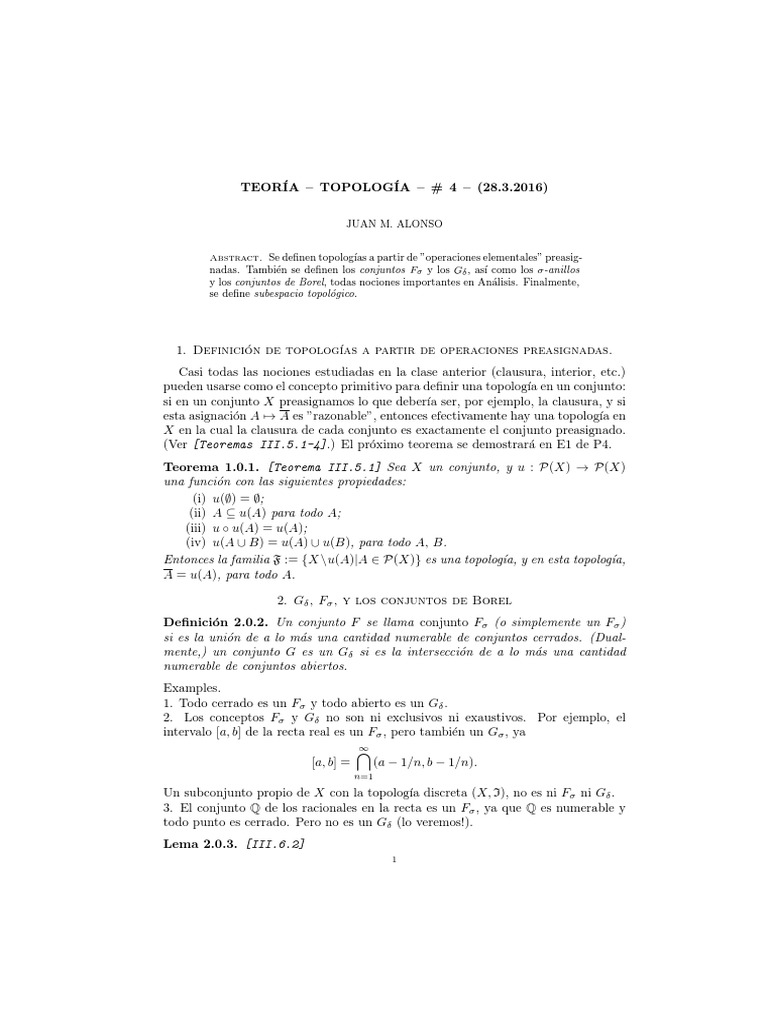 Topologia Iii | PDF | Topología | Intervalo (Matemáticas)