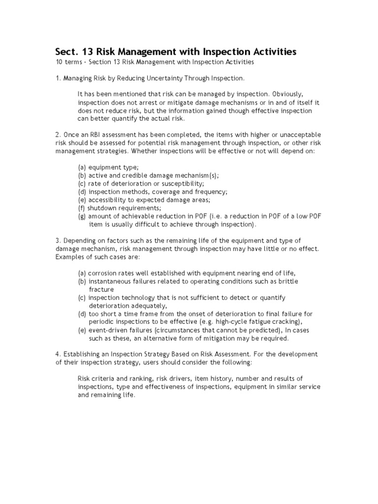 Risk Management via Inspection Strategies | PDF | Risk | Risk Management