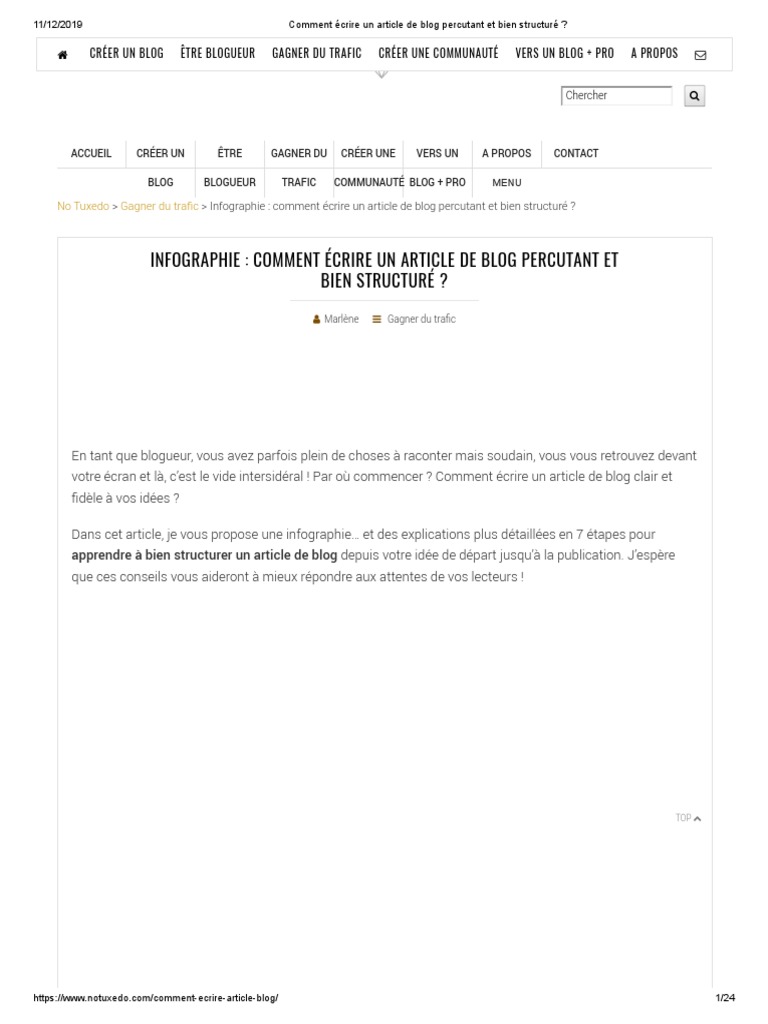 Comment Écrire Un Article de Blog Percutant Et Bien Structuré - PDF ...