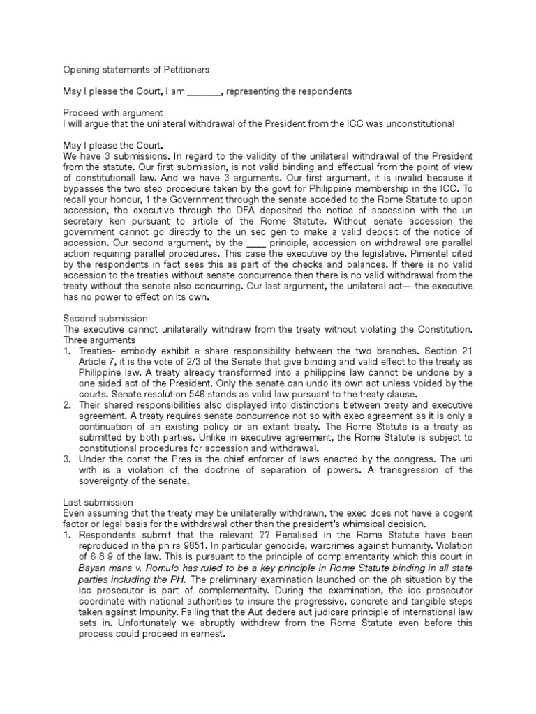 Oral Arguments ICC PDF | PDF | Treaty | International Criminal Court
