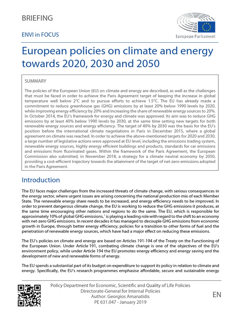 European Policies On Climate and Energy | PDF | United Nations ...