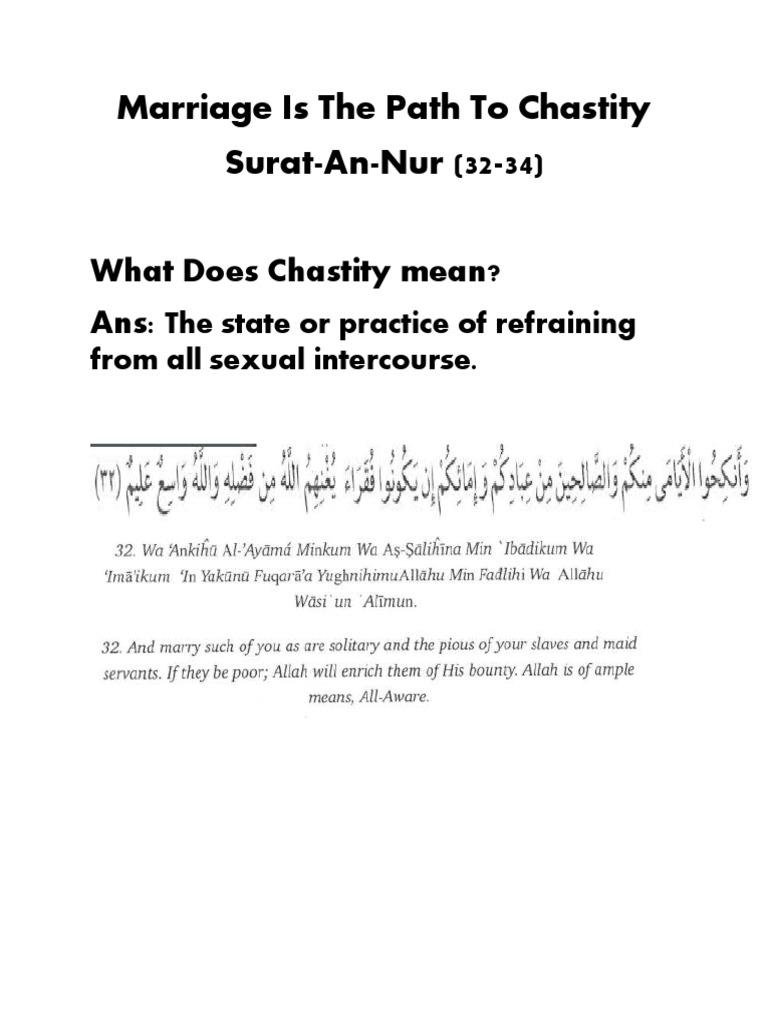 Chastity and Marriage in Islam | PDF