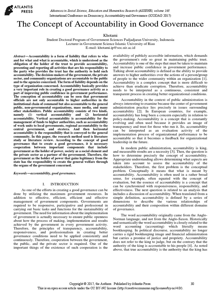 The Concept of Accountability in Good Governance: Khotami | PDF ...
