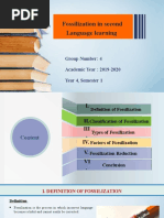 Fossilization in Second Language Learning: Group Number: 4 Academic Year: 2019-2020 Year 4, Semester 1