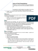 Structure of Oral Presentations: Eginning