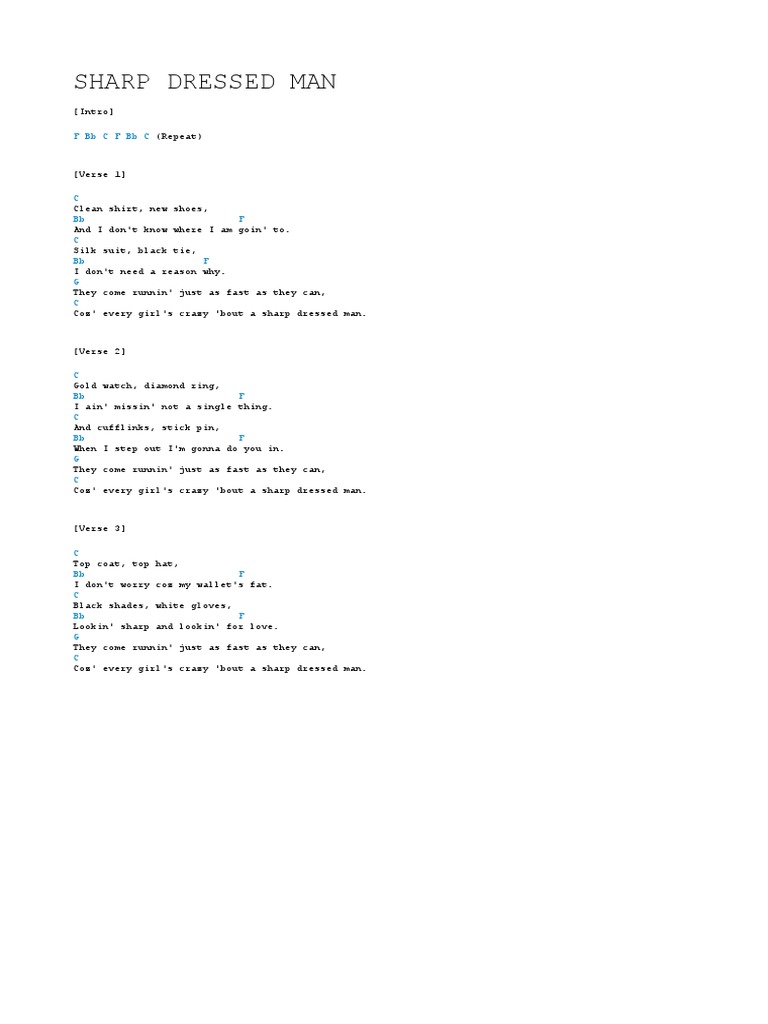 Sharp Dressed Man Lyrics and Chords | PDF