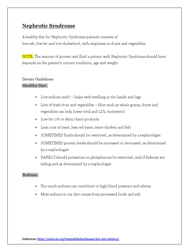 Image showcasing Nephrotic Syndrome: Dietary Guidelines | PDF