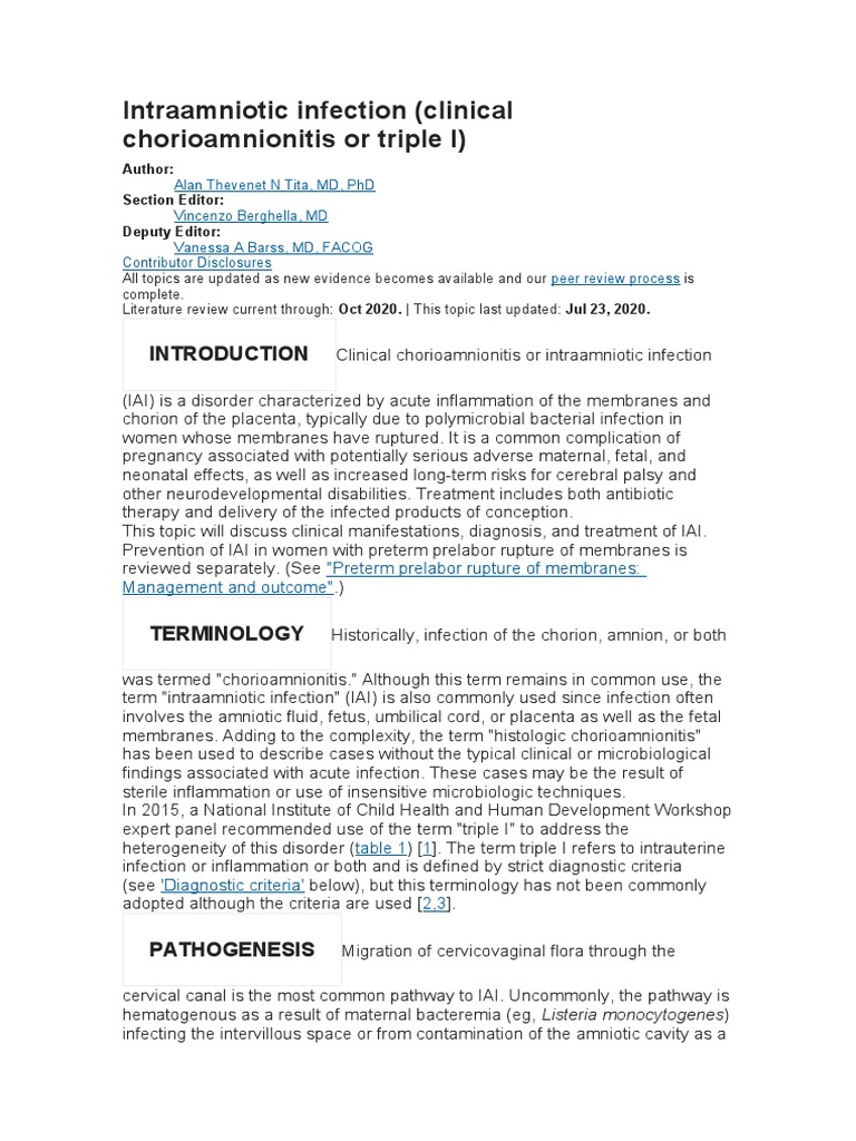 Intraamniotic Infection | PDF | Childbirth | Preterm Birth