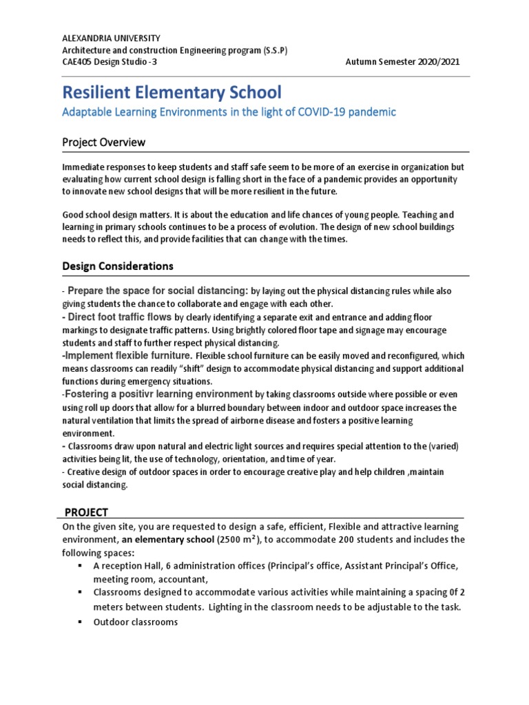 Resilient School Design for COVID-19 | PDF | Schools | Classroom