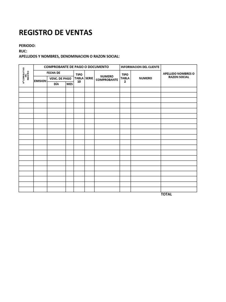 Registro de Ventas y Compras Detallado | PDF