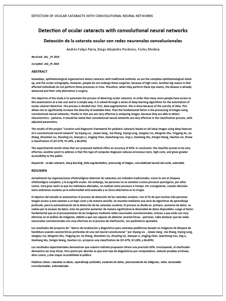 Ocular Cataract Detection Using CNNs | PDF | Artificial Neural Network ...