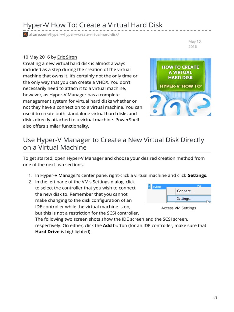 Creating Virtual Hard Disks in Hyper-V | PDF | Hyper V | Office 365