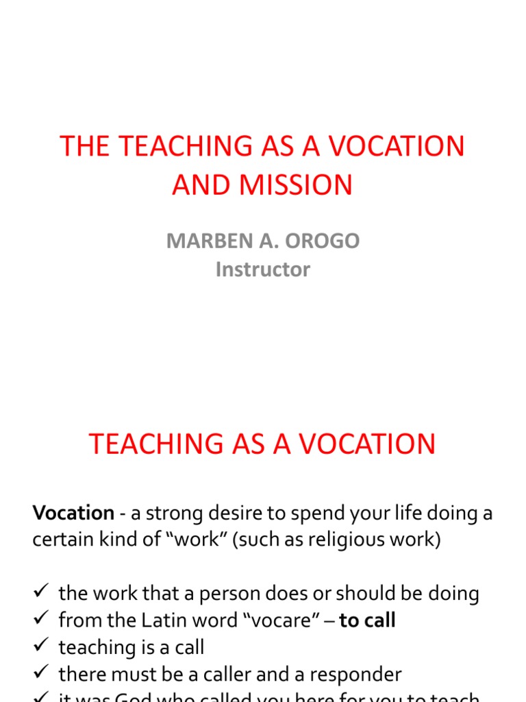 Teaching as Vocation and Mission | PDF | Teachers | Behavior Modification
