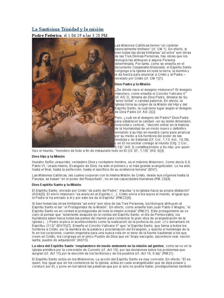La Santísima Trinidad y La Misión | PDF | espíritu Santo | Misionero
