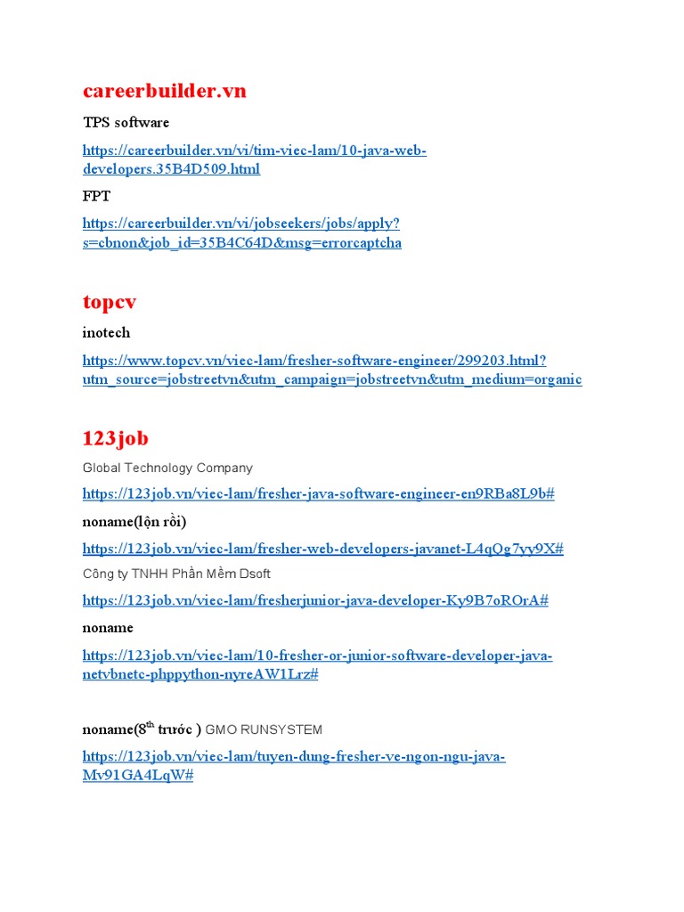 Java Developer Job Listings | PDF