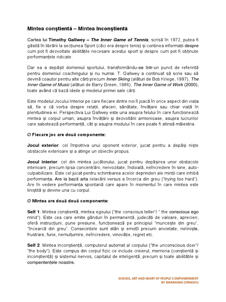 Mintea Conștientă-Inconștientă | PDF