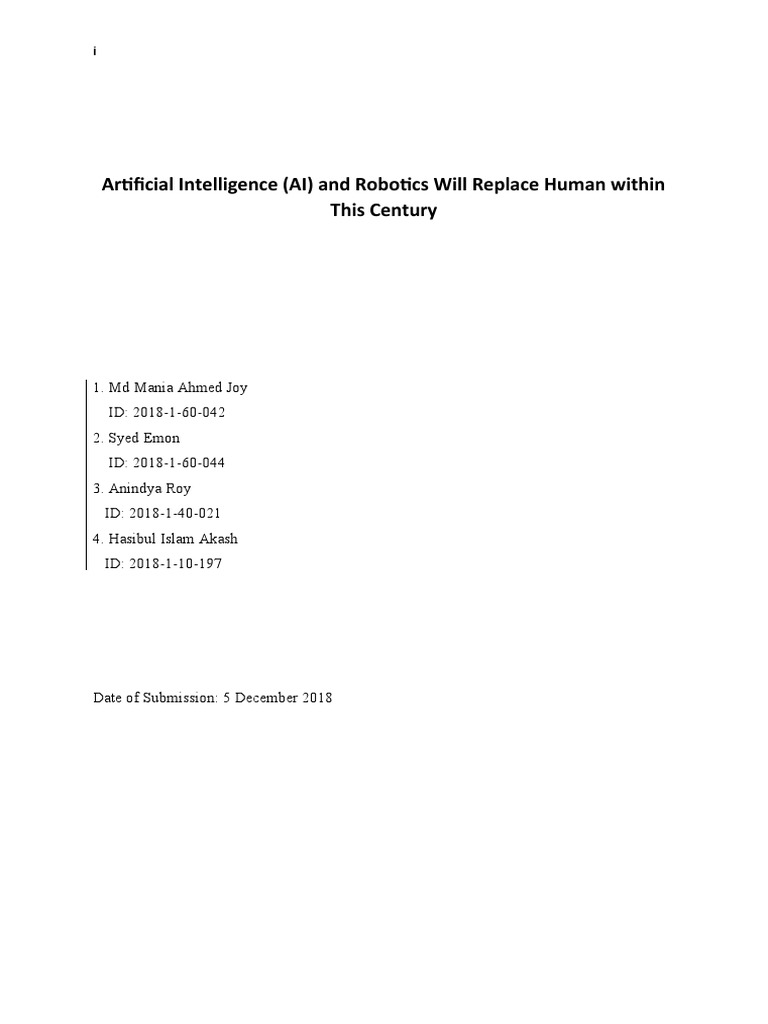 Artificial Intelligence (AI) Will Replace Humans Within A Century | PDF ...