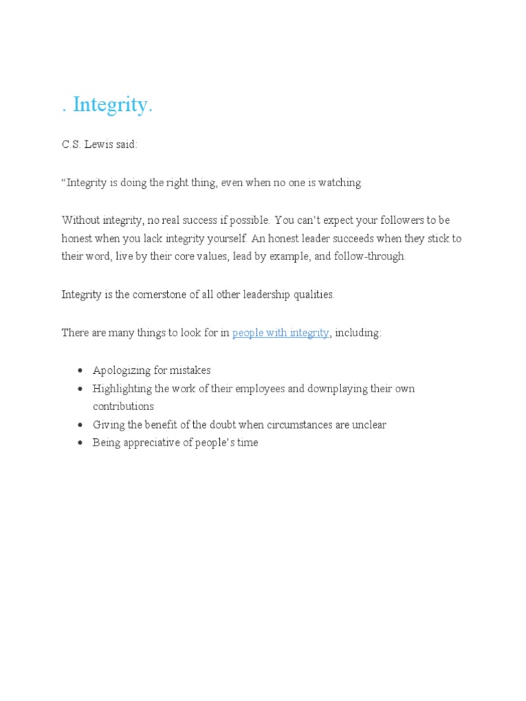 People With Integrity | PDF | Career & Growth | Self-Improvement