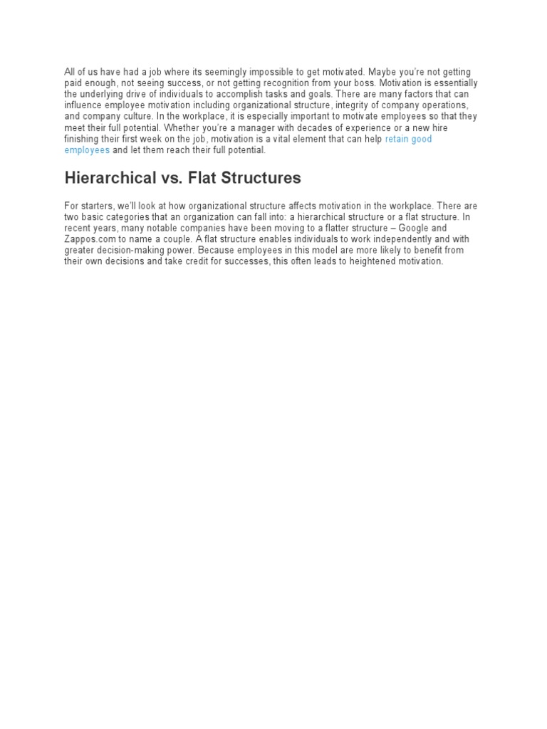Hierarchical vs. Flat Structures: Retain Good Employees | PDF