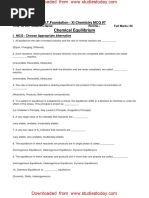 Chemical Equilibrium: I.I.T.Foundation - XI Chemistry MCQ #7