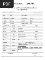 PC Repair and Windows Installation Form IT Department: Software List To Do List Status