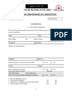 "Donate Blood, Save Life" Blood Donor Questionnaire & Consent Form