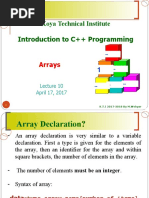 Koya Technical Institute Introduction To C++ Programming: Arrays