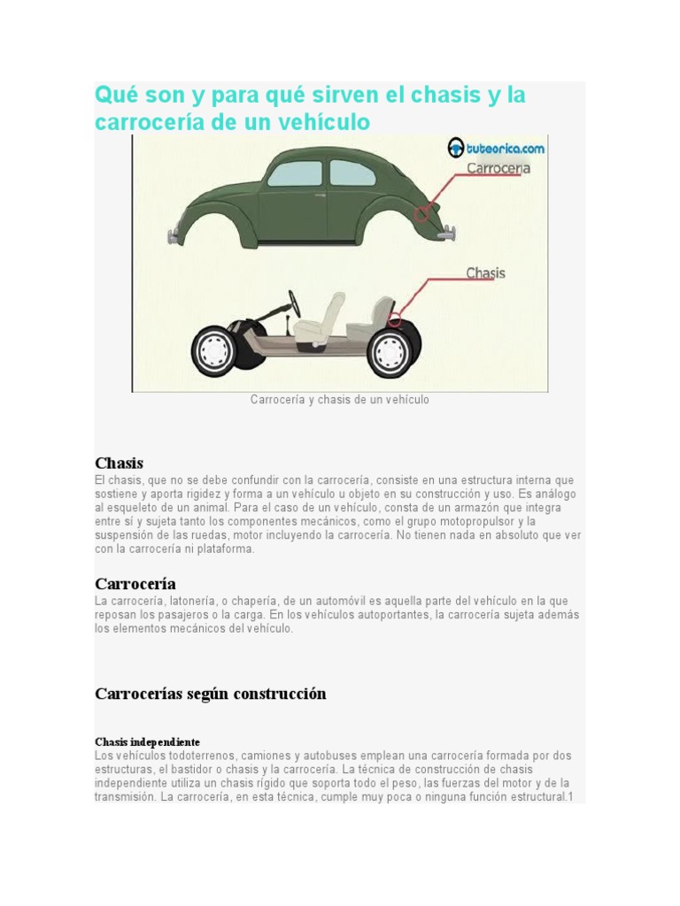 Chasis y Carrocería: Estructuras Vehiculares | PDF | Estilos de ...