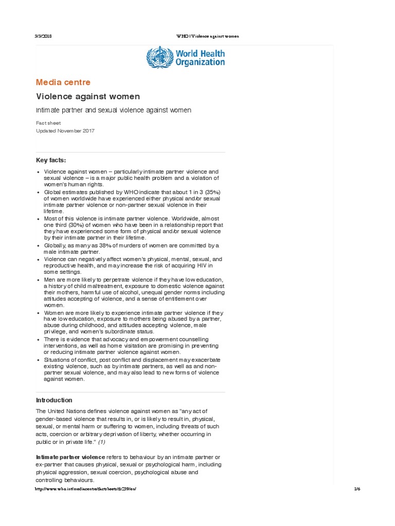 Global Impact of Violence Against Women | PDF | Violence | Violence ...