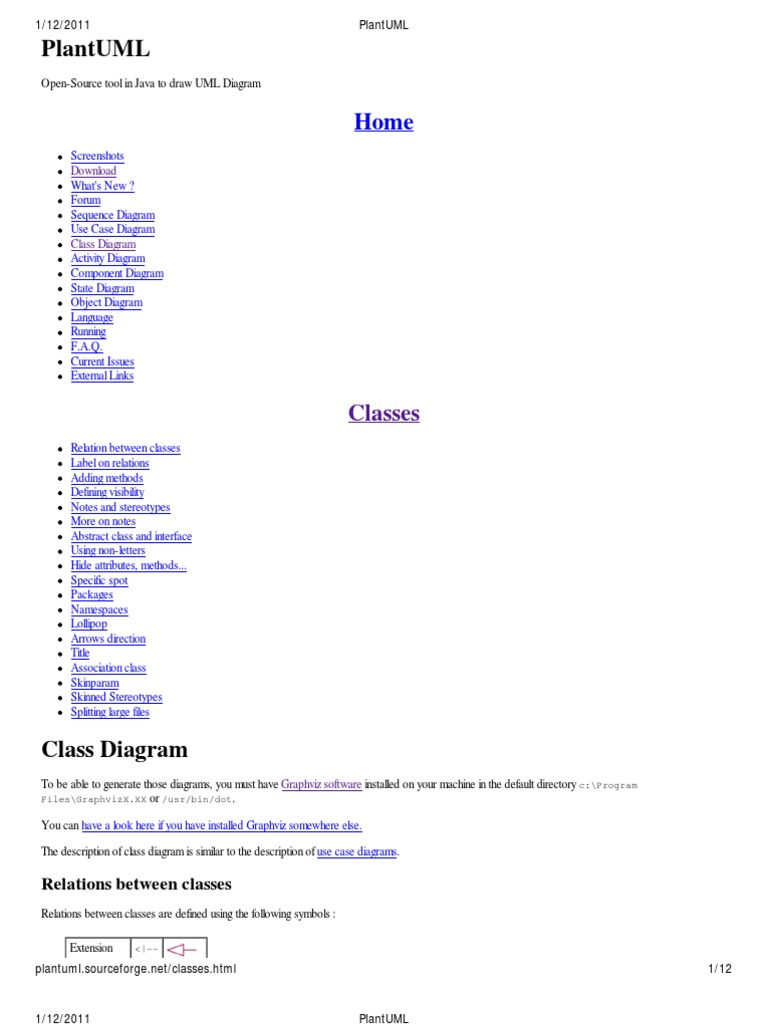 PlantUML Class | PDF | Class (Computer Programming) | Reserved Word