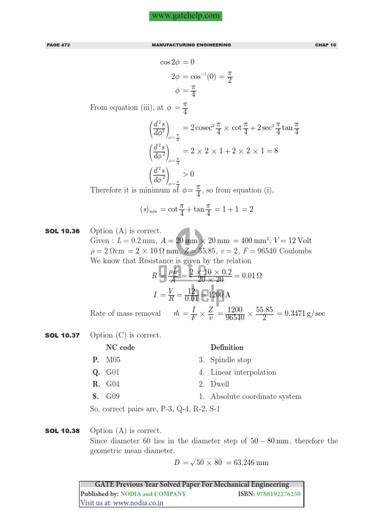GATE Mechanical Engineering Solved Paper | PDF | Mechanics ...