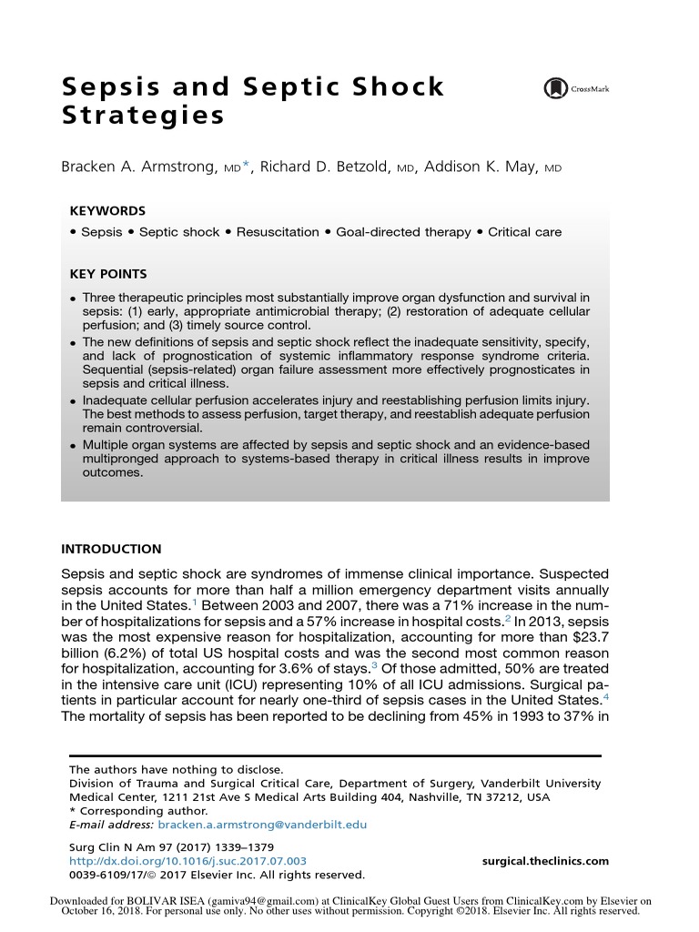 Sepsis and Septic Shock Strategies | PDF | Sepsis | Innate Immune System