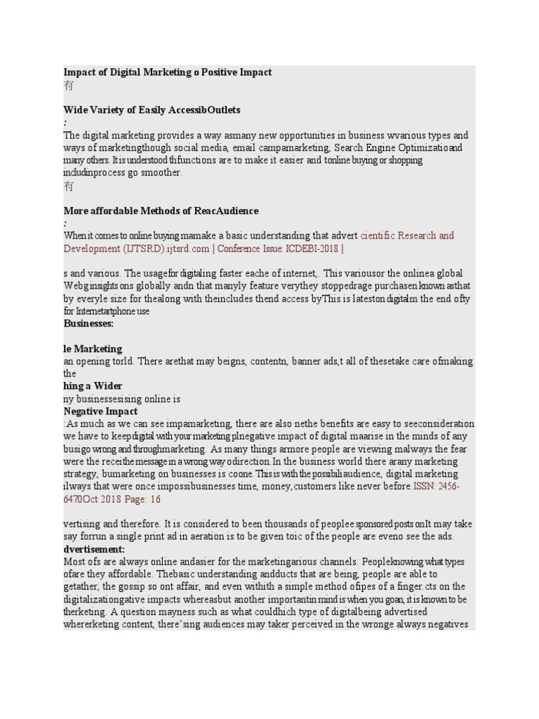 Impact of Digital Marketing o | PDF | Digital Marketing | Advertising