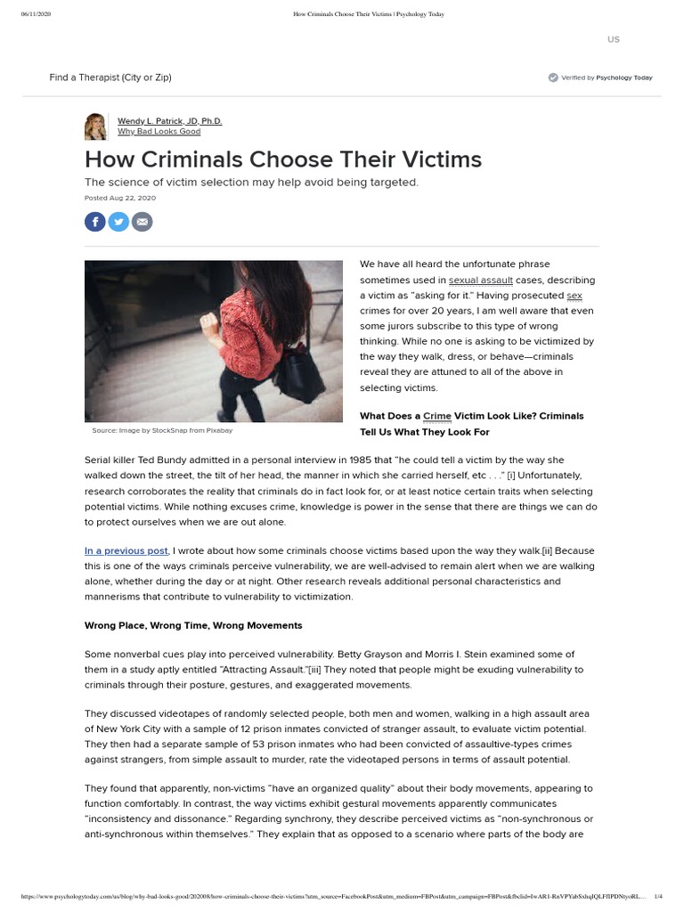 How Criminals Choose Their Victims Psychology Today PDF Serial