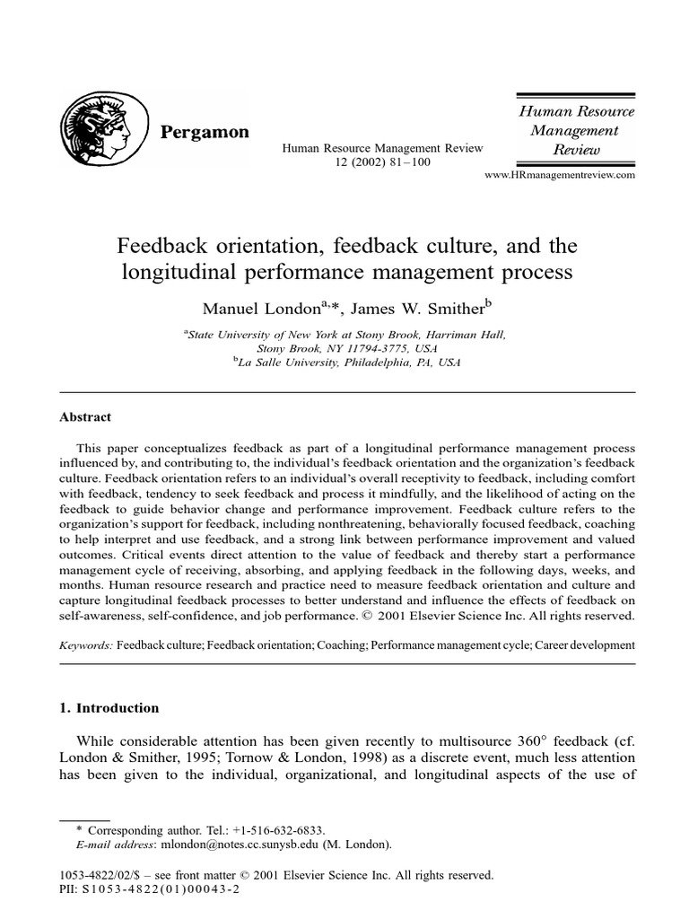 London, M., & Smither, J. W. (2002) - Feedback Orientation, Feedback ...