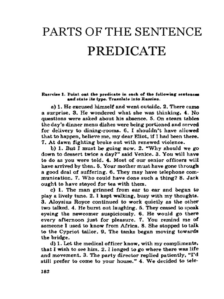 Predicate Identification and Analysis Exercises | PDF | Linguistic ...
