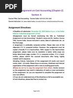 Individual Assignment On Cost Accounting (Chapter-2) Section: A