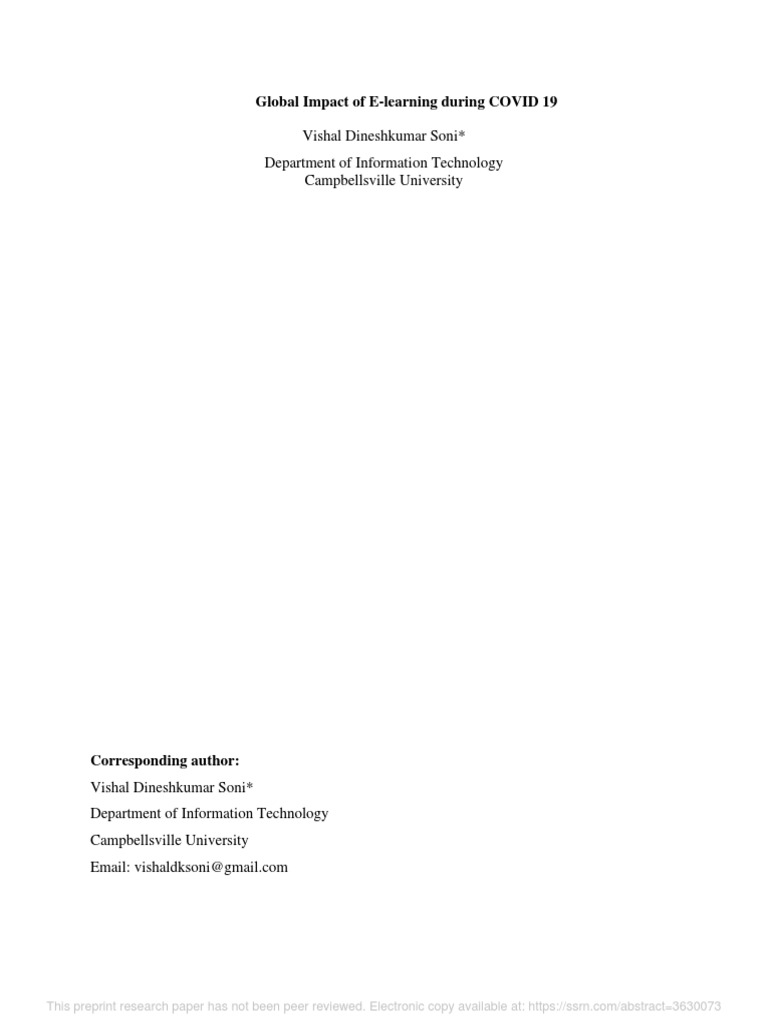 E-Learning's Global Impact During COVID-19 | PDF | Social Science ...
