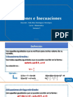 Ecuaciones e Inecuaciones: Docente: Felix Max Dominguez Henríquez Curso: Matemática Semana 3