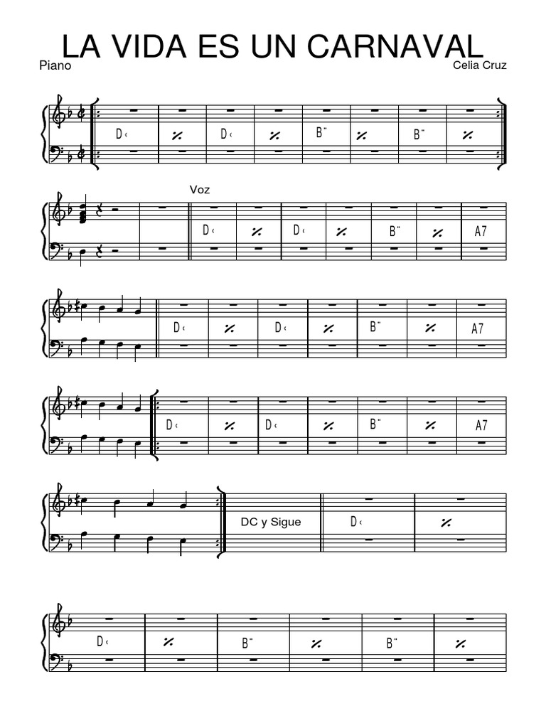 LA VIDA ES UN CARNAVAL Piano PDF PDF