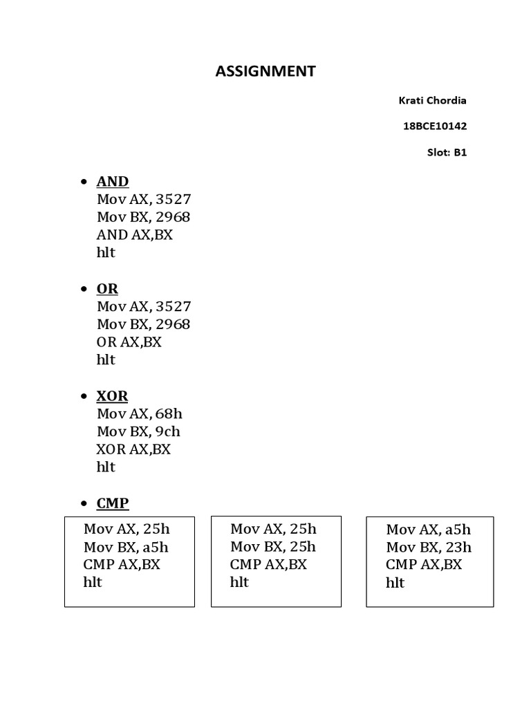 Assembly Language Operations Explained | PDF