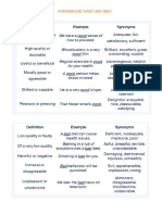 Synonims For Good and Bad