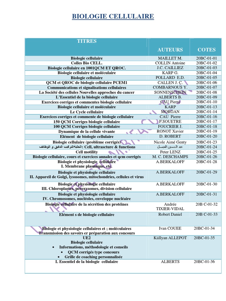 L'Essentiel de la Biologie Cellulaire | PDF | Cellule (Biologie ...