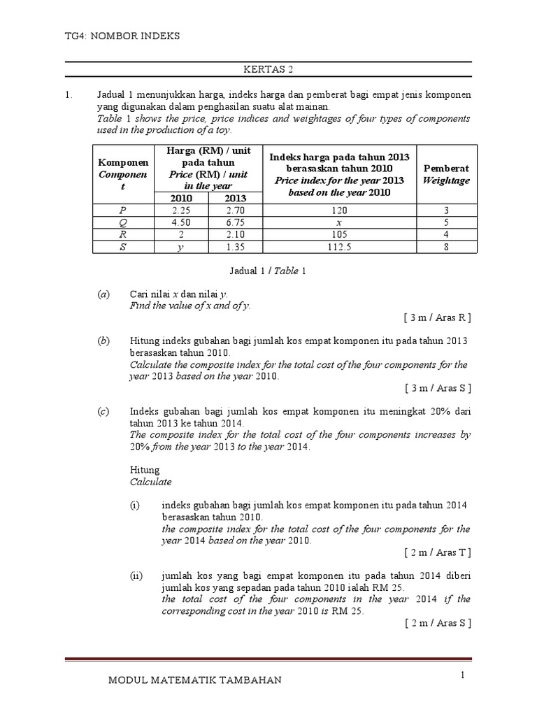 Soalan Nombor Indeks Pdf