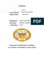 Assignment: Department of Information Technology GC Women University Faisalabad